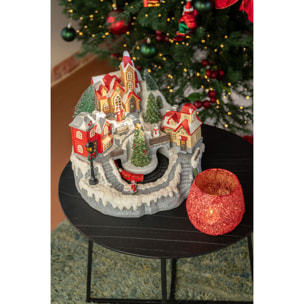 J-Line décoration Village Train - polyrésine - mix