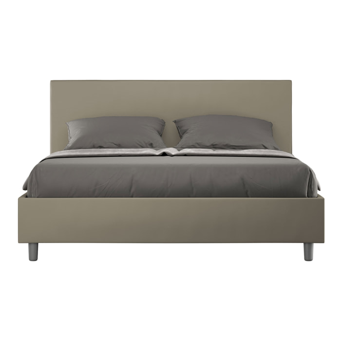 Letto matrimoniale con rete imbottito 160x190 similpelle cappuccino Adele