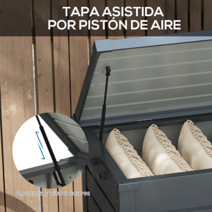 Arcón Exterior Capacidad 311L, Baúl de Almacenaje de Acero Galvanizado con 4 Ruedas, 2 Asas y Tapa con Cerradura, Impermeable, para Jardín, Terraza, Patio, 120x62x66 cm, Gris Oscuro