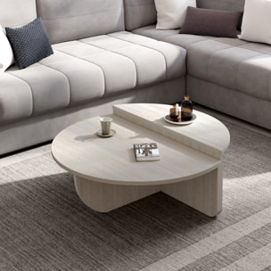 Tables basses rondes asymétriques effet travertin
