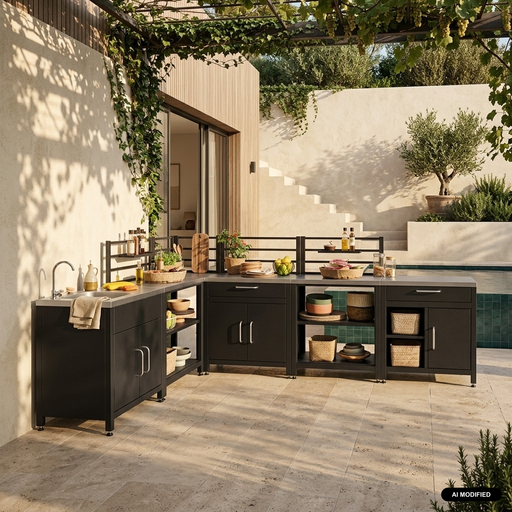 Cuisine extérieure 6 modules acier inoxydable GRIMAUD 6 MODULES