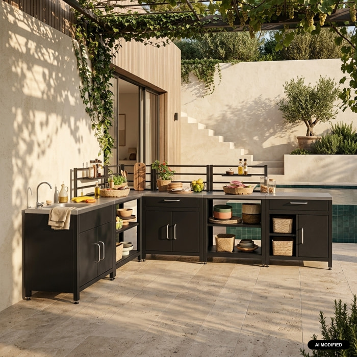 Cuisine extérieure 6 modules acier inoxydable GRIMAUD 6 MODULES