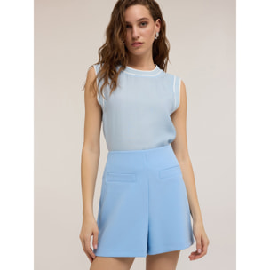 Motivi - Top de mixto lyocell con bordes canalé - Light - blue