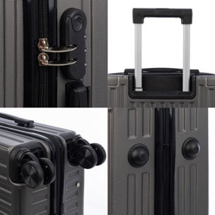 Set di 3 valigie Trolley, in materiale leggero ABS ad alta resistenza con angoli rinforzati. Chiusura combinata e 4 ruote doppie removibili e girevoli a 360°.