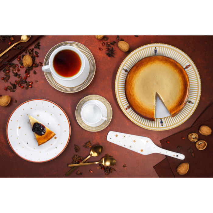Set dolce Christmas in Gold da 8 pezzi con piatto, piattini e pala