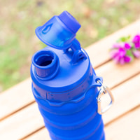 Bottiglia Pieghevole In Silicone Bentle - Blu - Ø7x13 - 23 cm