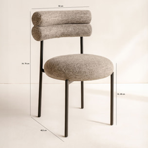 Lot de 2 chaises en tweed marron avec pieds en métal noir GINA
