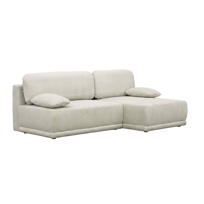 Banquette canapé d'angle droit convertible 3 places velours côtelé avec coffre NELSON