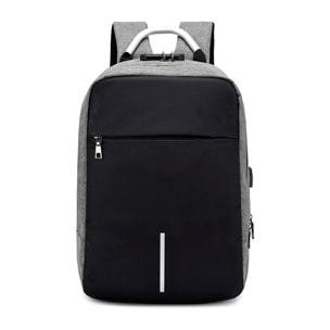 DAM Mochila multi compartimento, porta Laptop 13,3". Capa impermeable. Bloqueo de cremalleras. Toma USB externa. 29x16x43 Cm. Color: Gris