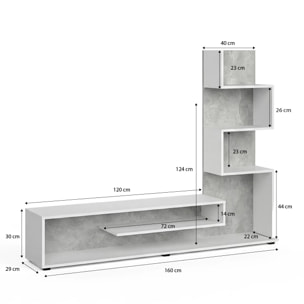 Mueble de salón Moobi en color blanco artik microcemento y medidas 160 x 124 cm Blanco Artik (Blanco Mate) - Microcemento