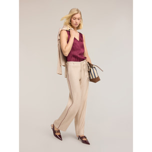 Motivi - Blusa de raso a rayas devoré - Burgundy