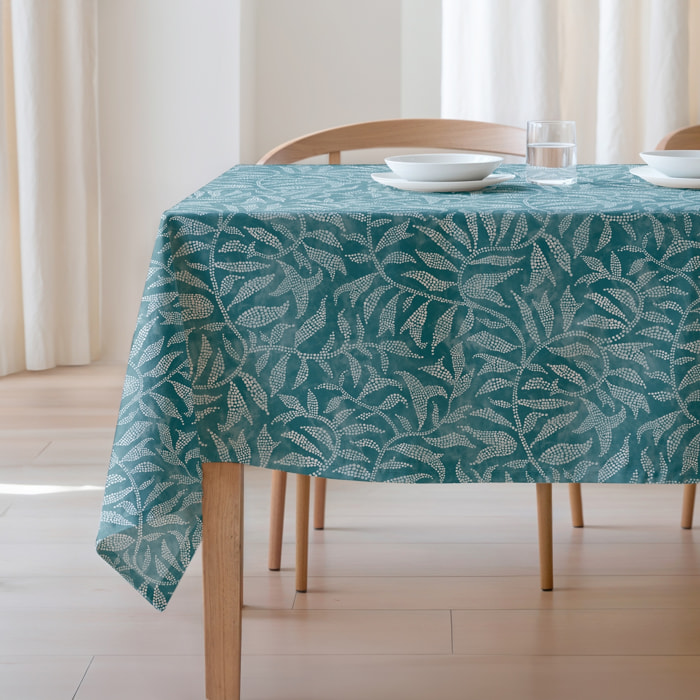 Nappe imprimée anti-tâches YERAY TURQUOISE