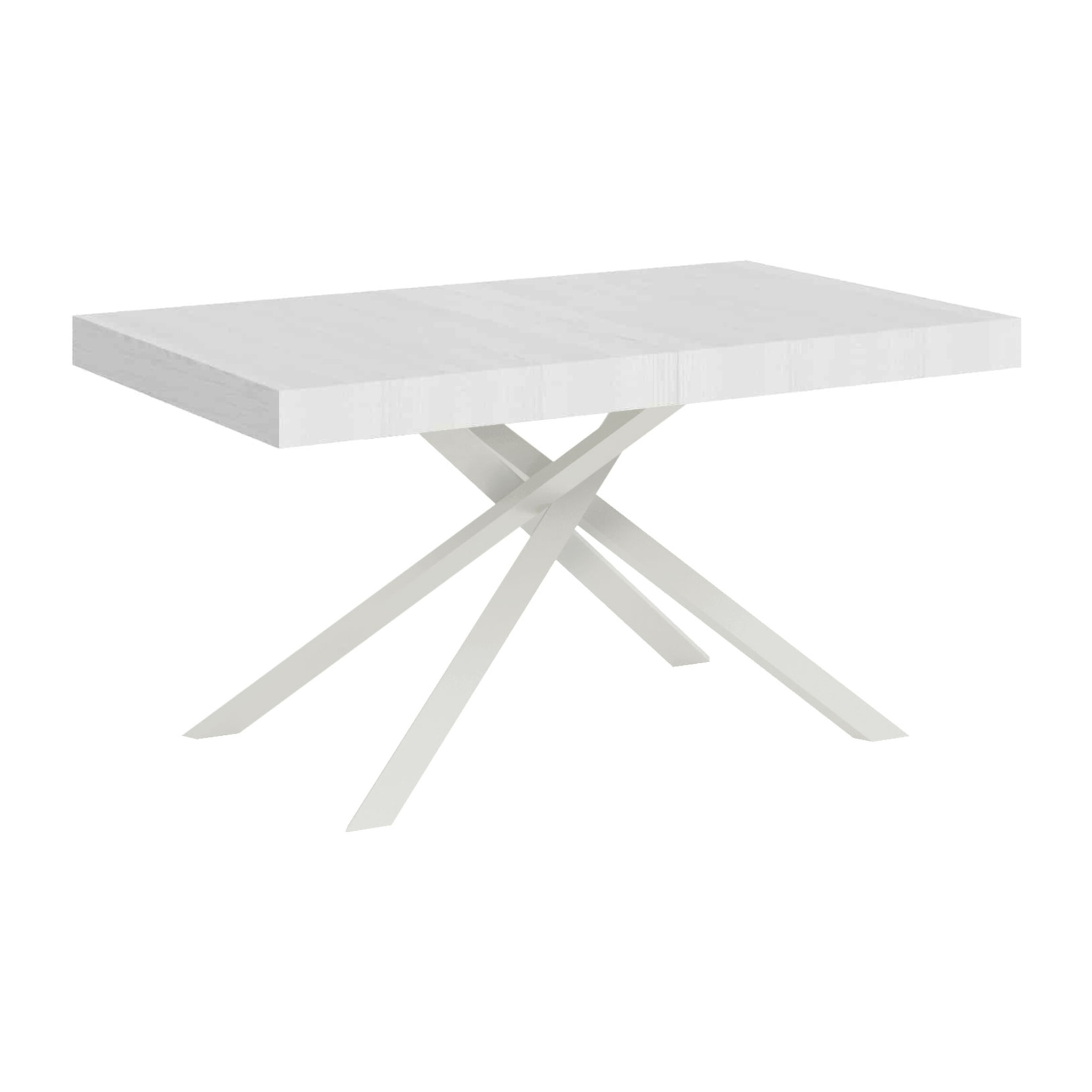 Tavolo allungabile 160x90/420cm Karida bianco frassino gambe bianche