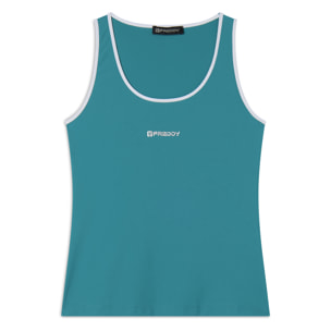 Canotta Slim in Tessuto tecnico con bordature a contrasto