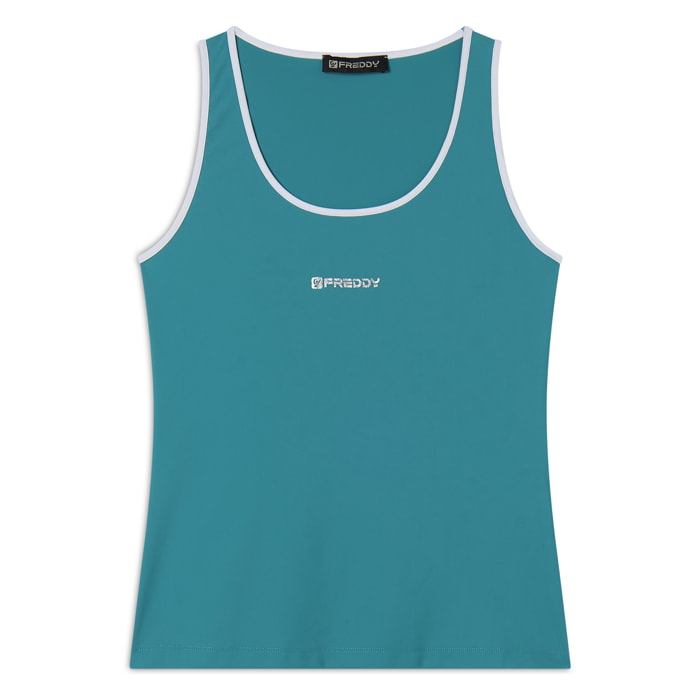 Canotta Slim in Tessuto tecnico con bordature a contrasto