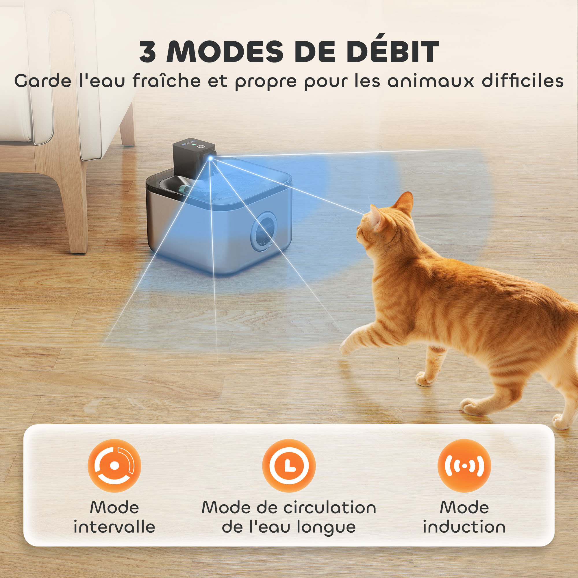 Fontaine à eau pour chat 4,2L filtration 3 étapes charge USB câble + nombreux accessoires inclus acier inox