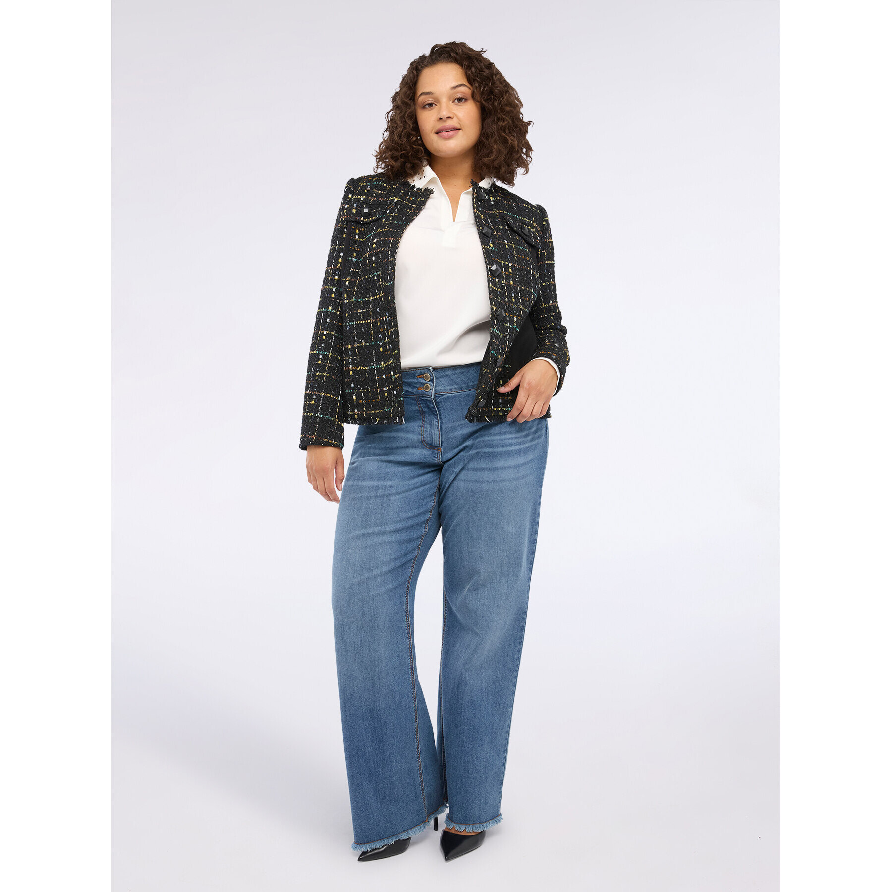 Fiorella Rubino - Chaqueta de bouclé con flecos - Negro