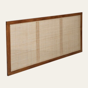 Tête de lit Nambu -bois massif de manguier et rotin-couleur noyer 162 x 80 x 3 cm