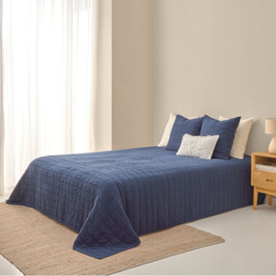 Colcha de algodón acolchada Cala color azul oscuro 100% Algodón
