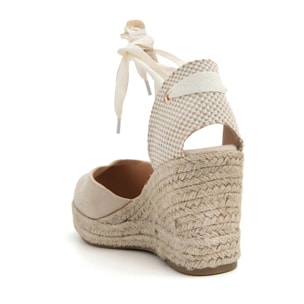 Espadrillas suede-touch con zeppa - BEIGE