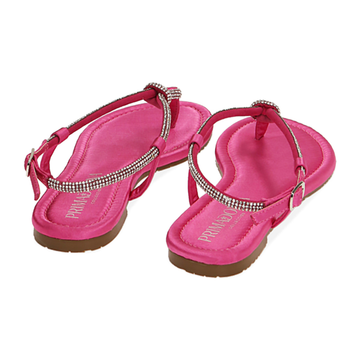 Sandalias planas de satén fucsia