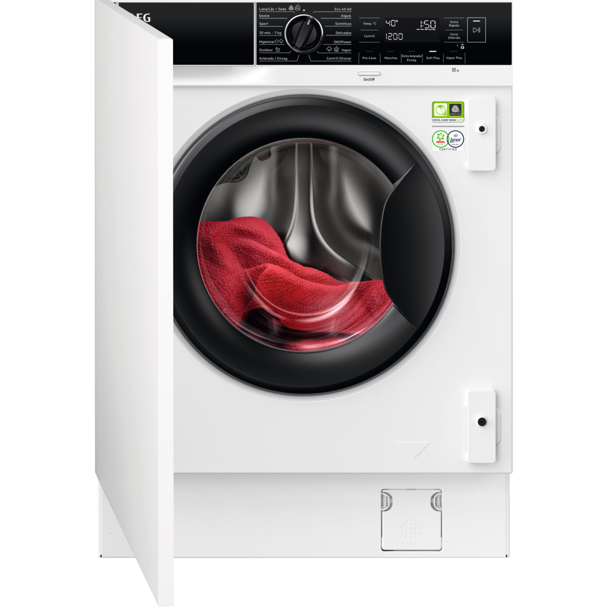 AEG Lavadora integrable Serie 8000 PowerCare de 8.0 kg LFN8E8436C