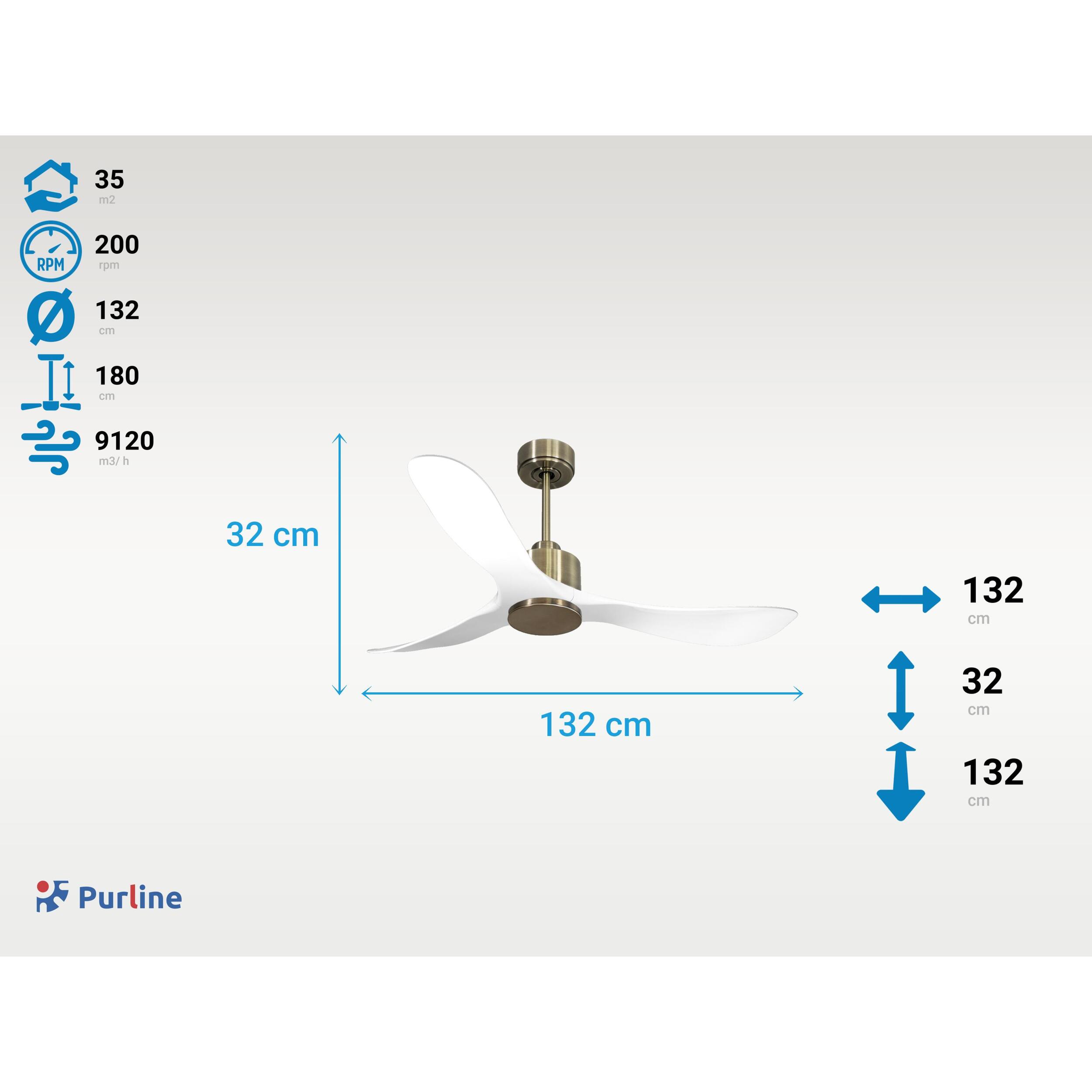 Ventilateur de plafond Réversible  Thermostat Wifi Moteur à courant continu Toits en pente Télécommande Hypersilence Mémoire