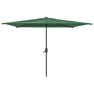 Ombrellone Rettangolare 3x2 M Da Giardino Parasole Per Balcone Con Air Vent Apertura A Manovella Anti UV Idrorepellente Mare Spiaggia Piscina Verde