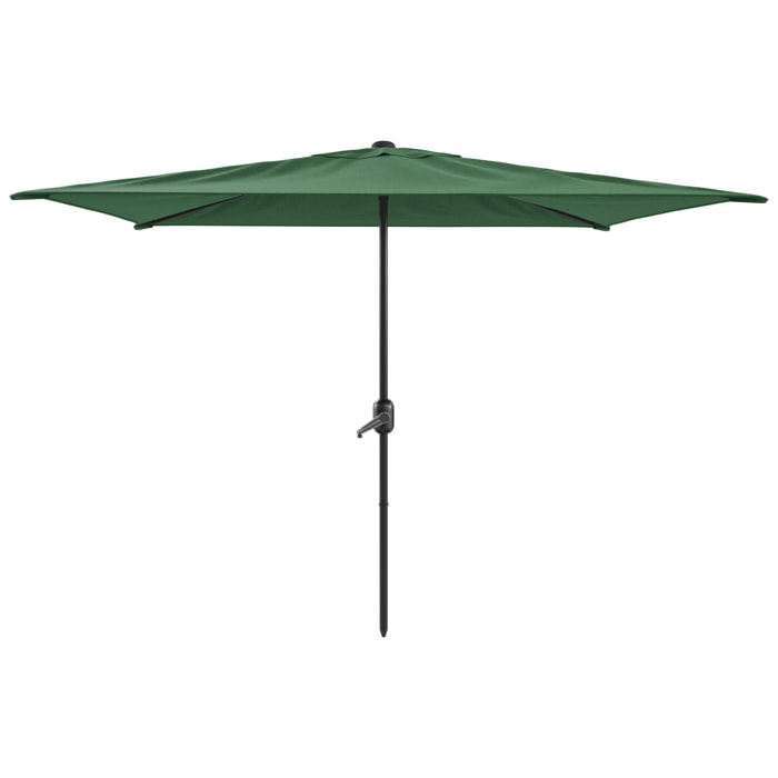 Ombrellone Rettangolare 3x2 M Da Giardino Parasole Per Balcone Con Air Vent Apertura A Manovella Anti UV Idrorepellente Mare Spiaggia Piscina Verde