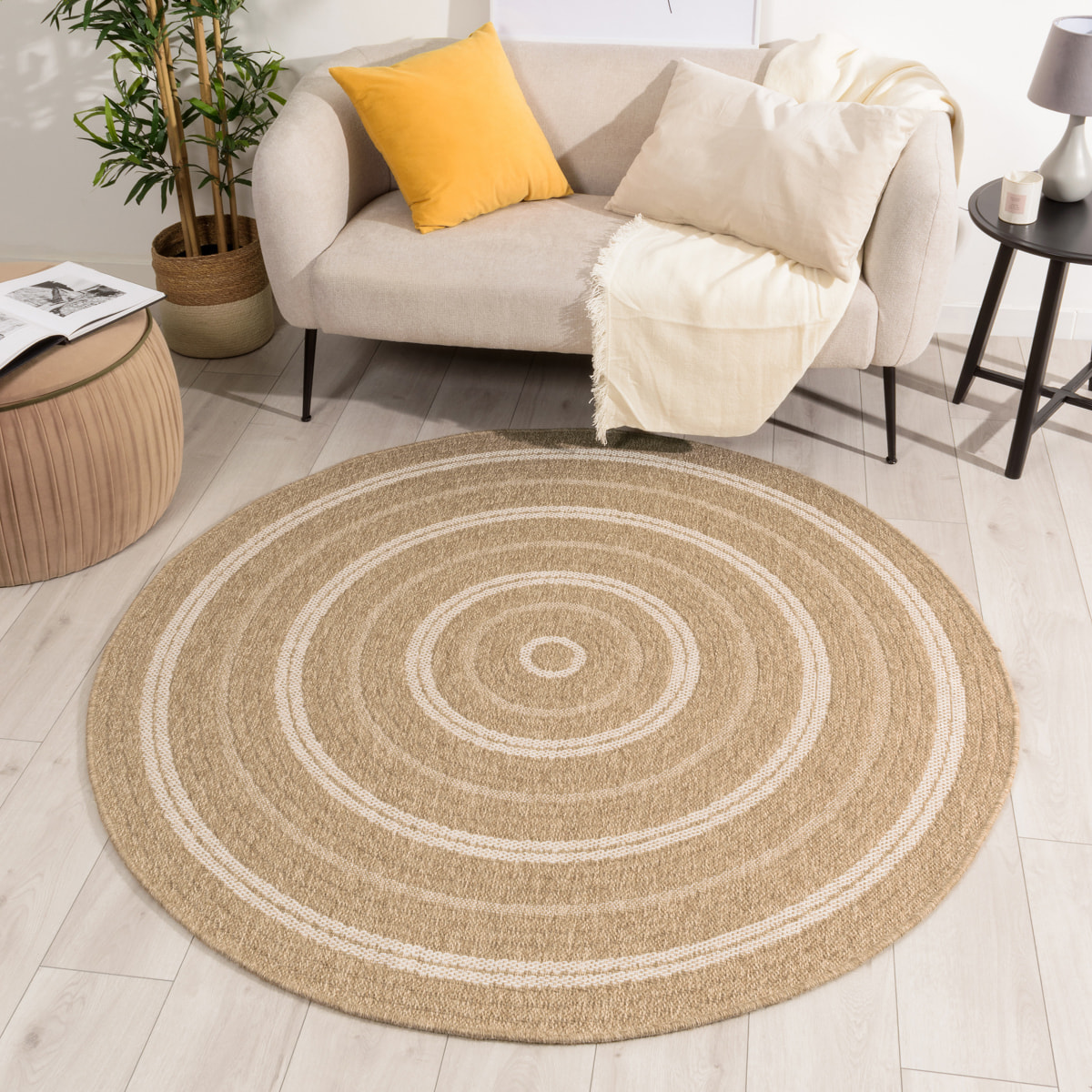 Nature - tapis effet jute blanc