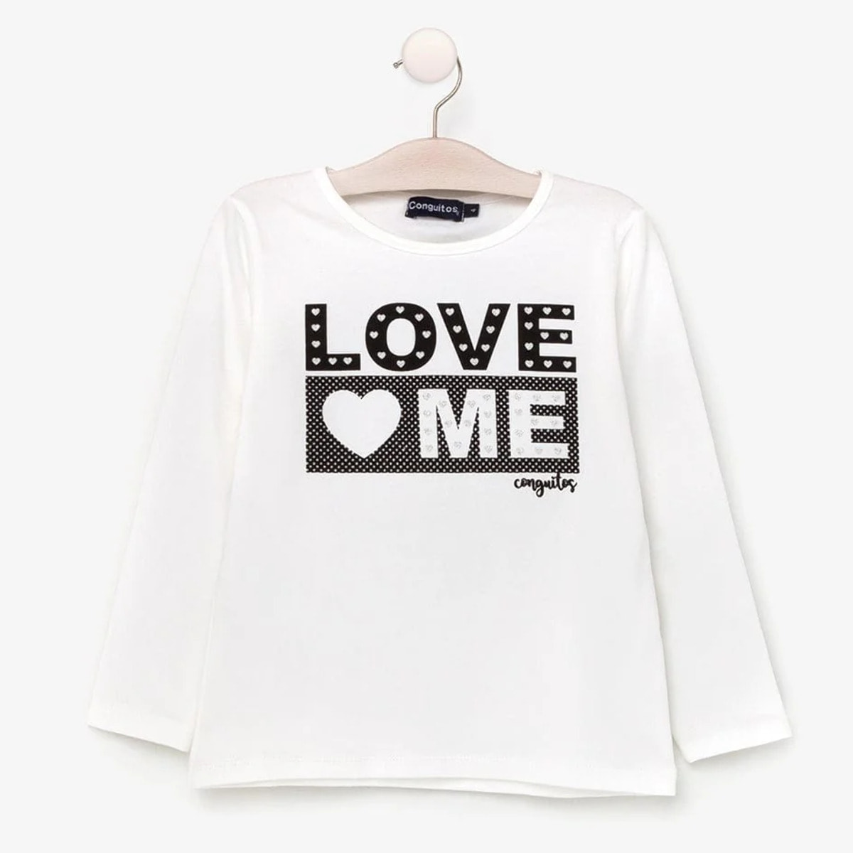 Maglietta bianca da bambina con scritta "Love Me" e luci