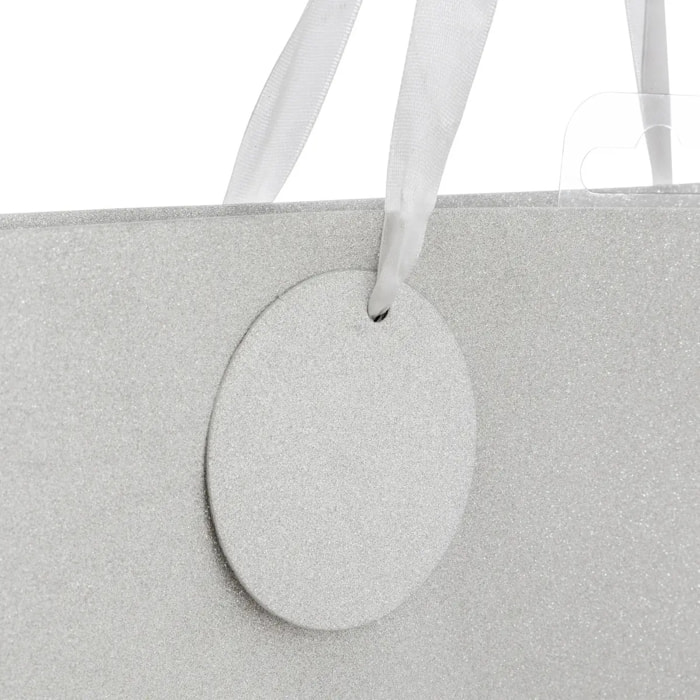 Sac cadeau paillettes petite taille argent
