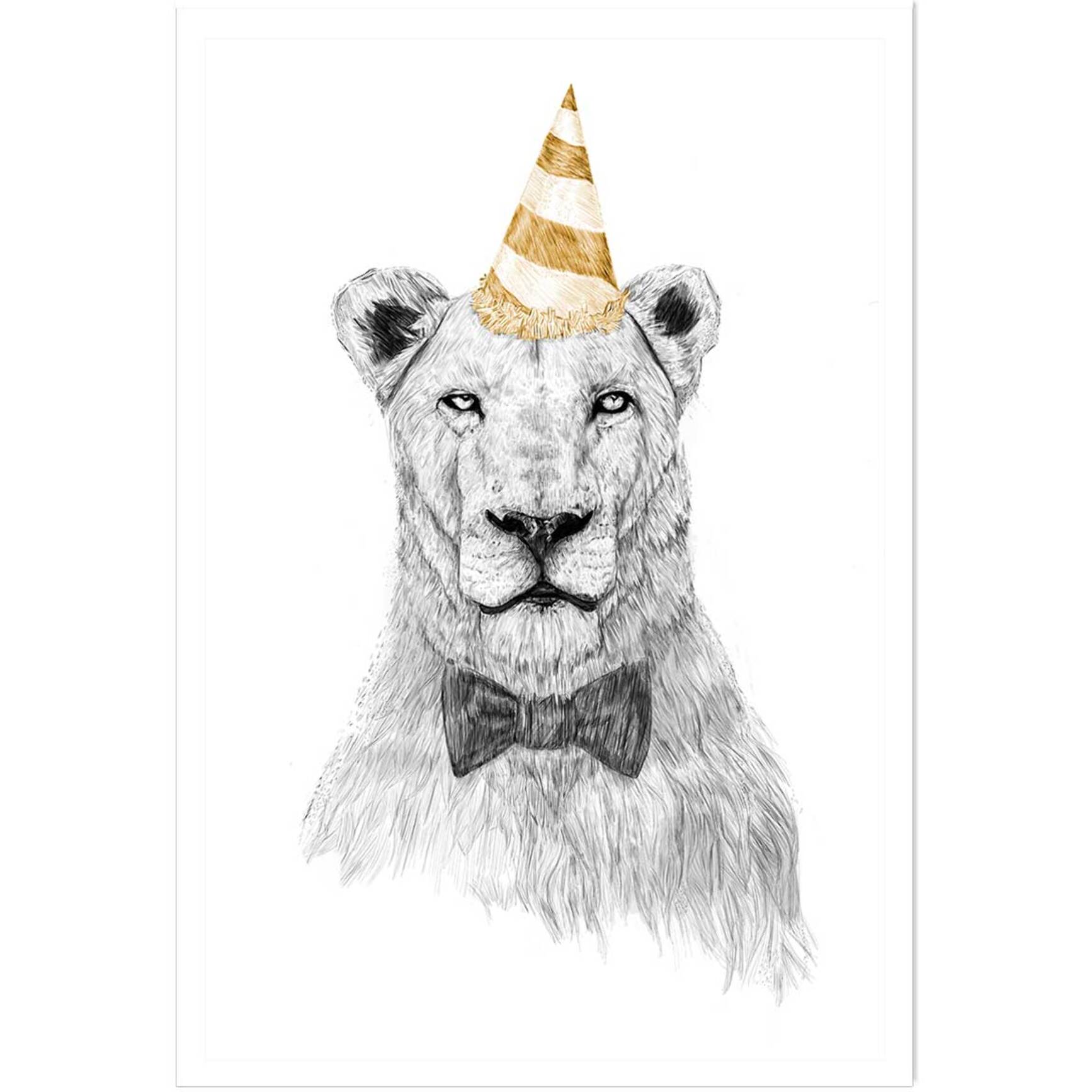 Affiche enfant lionne en fête  Affiche seule