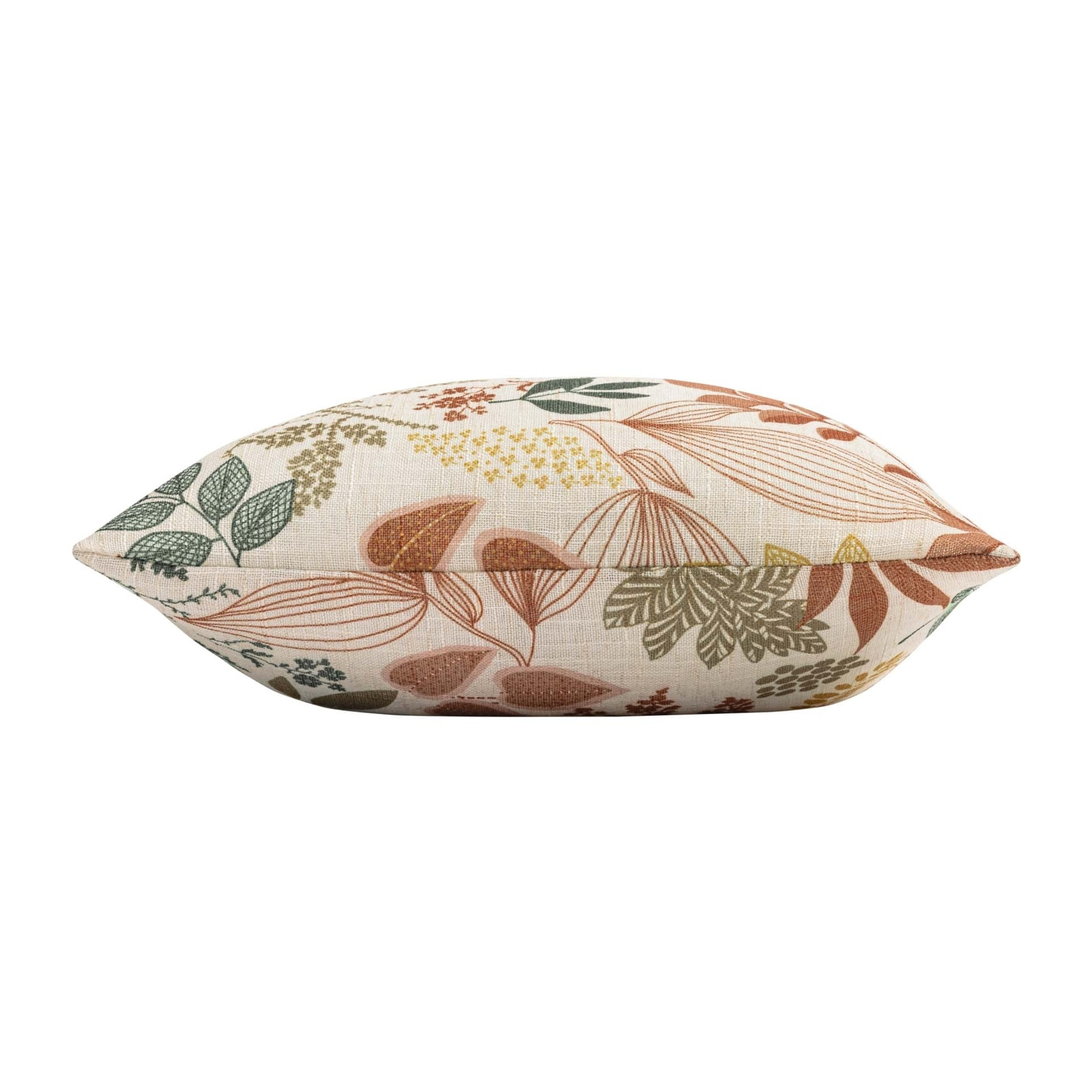 Coussin polylin imprimé feuillages - Orange