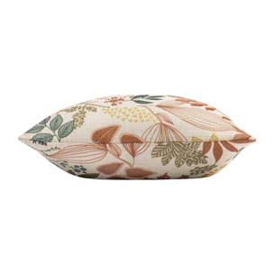 Coussin polylin imprimé feuillages - Orange