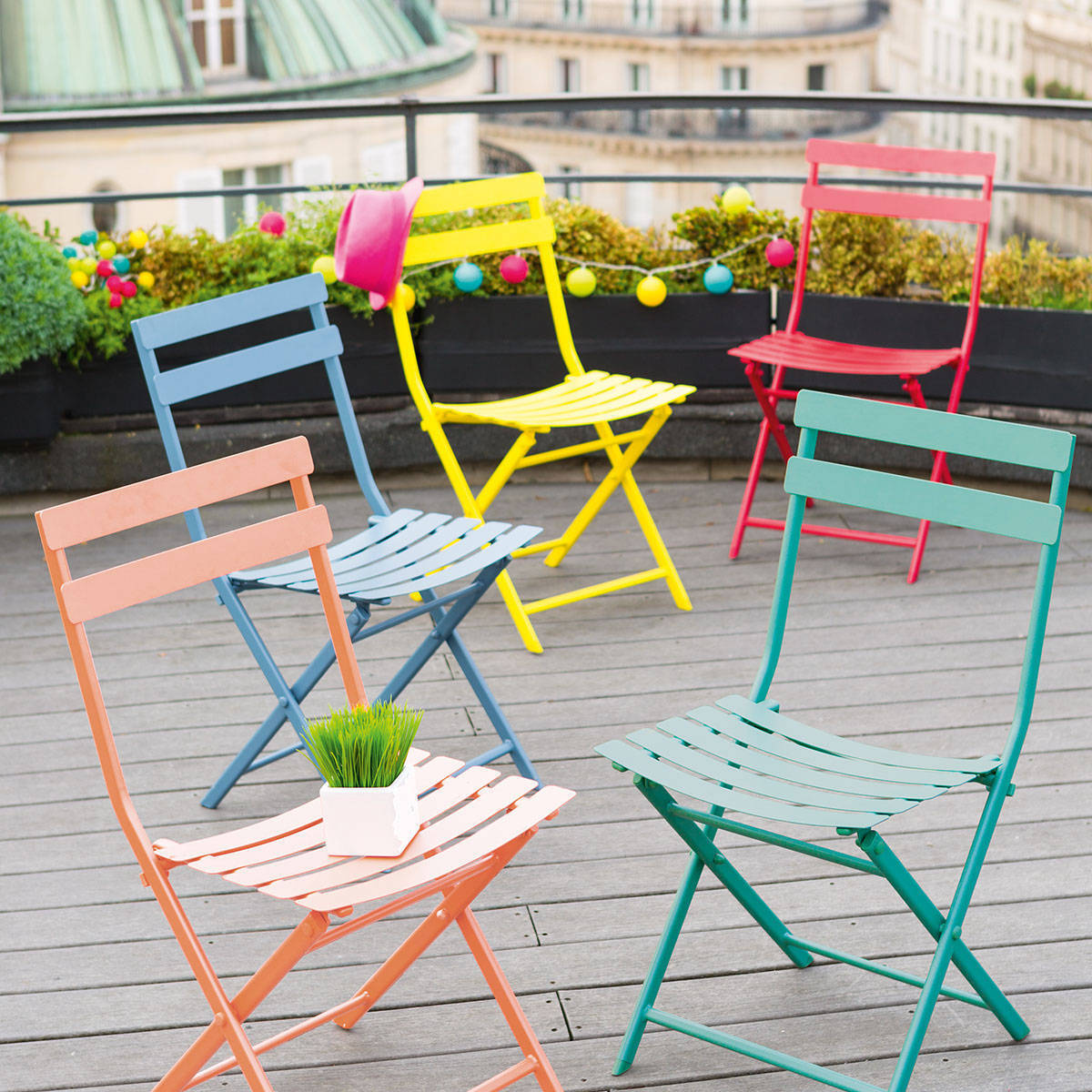 Chaise de jardin pliante "Greensboro" groseille en acier traité époxy