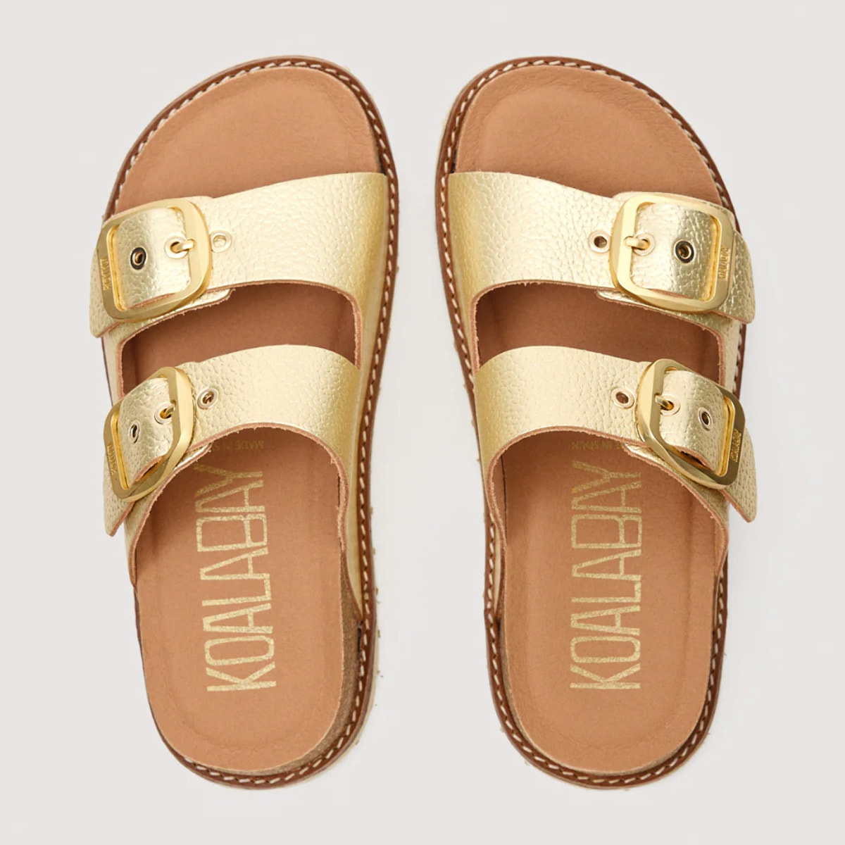Sandalia Bio Piel Oro con Cuña - Sintran