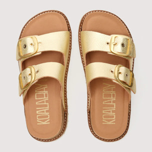 Sandalia Bio Piel Oro con Cuña - Sintran