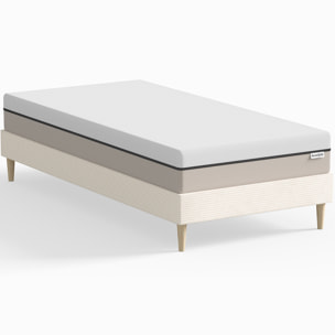 Lit en velours côtelé + Matelas Hybride à ressorts ensachés - DINA & SPRING ELITE