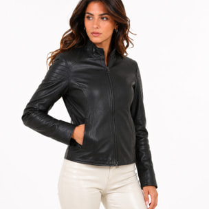 Giubbino in vera pelle di vitello Nero