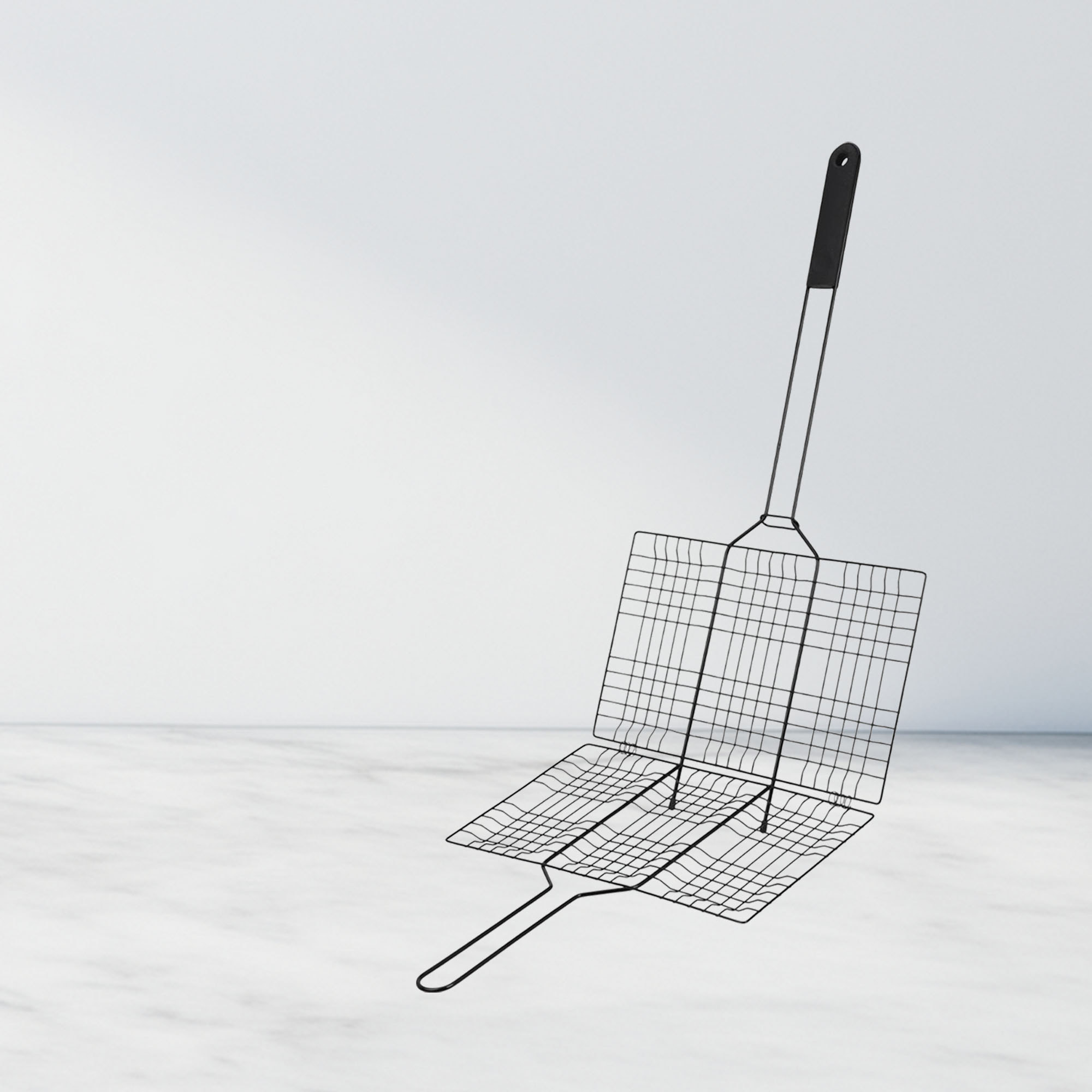 Well home parrilla bbq revestimiento antiadherente en hierro negro 68x32,5cm