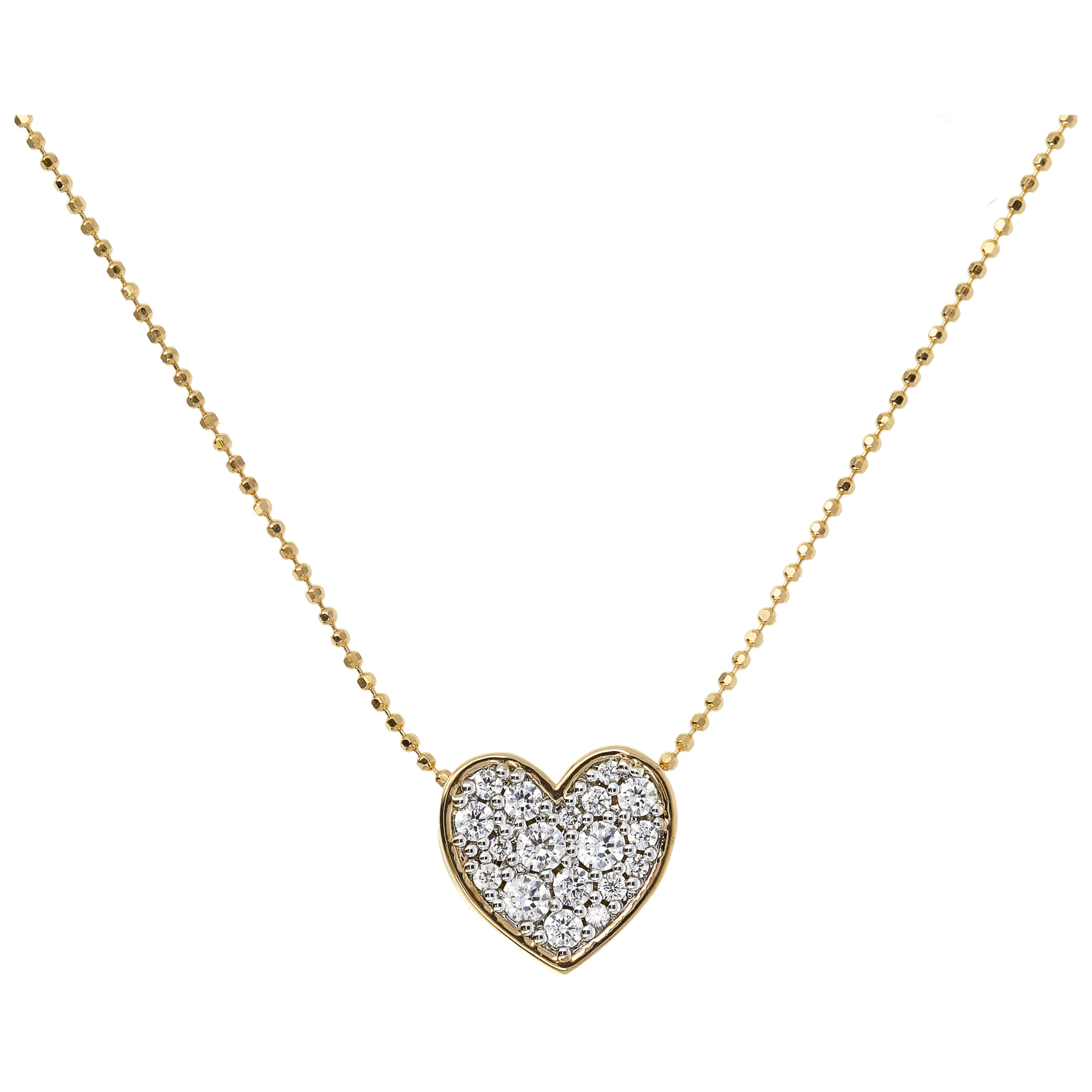Collana Golden con Pendente a Cuore Pavé in Cubic Zirconia