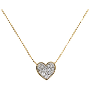 Collana Golden con Pendente a Cuore Pavé in Cubic Zirconia