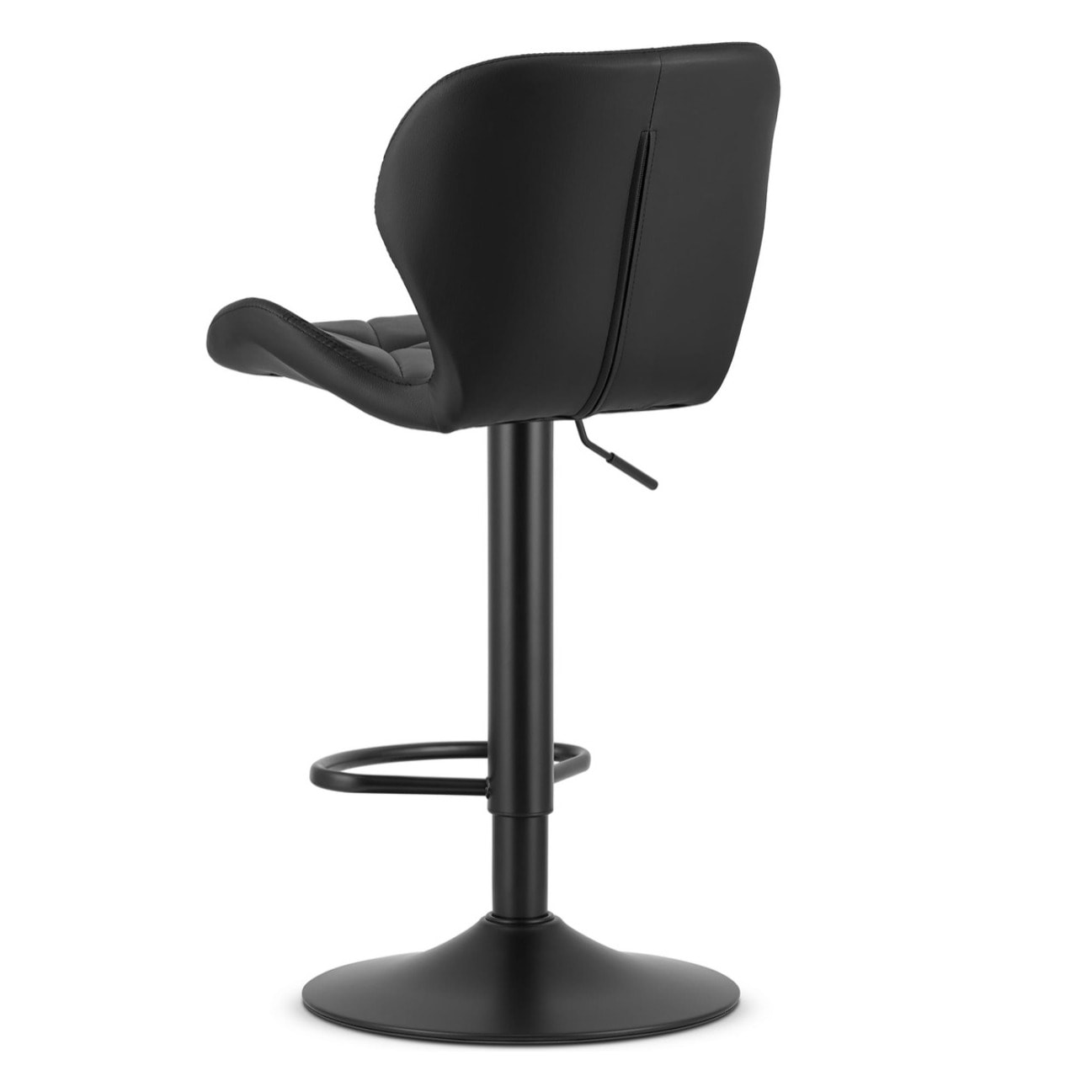 Sgabello da bar West in ecopelle nera con base regolabile