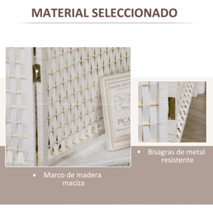 HOMCOM Biombo Divisor de 4 Paneles Plegable Separador de Ambientes 181x180 cm Divisor de Habitación con Estantes Decoración Partición para Dormitorio Salón Cocina Blanco