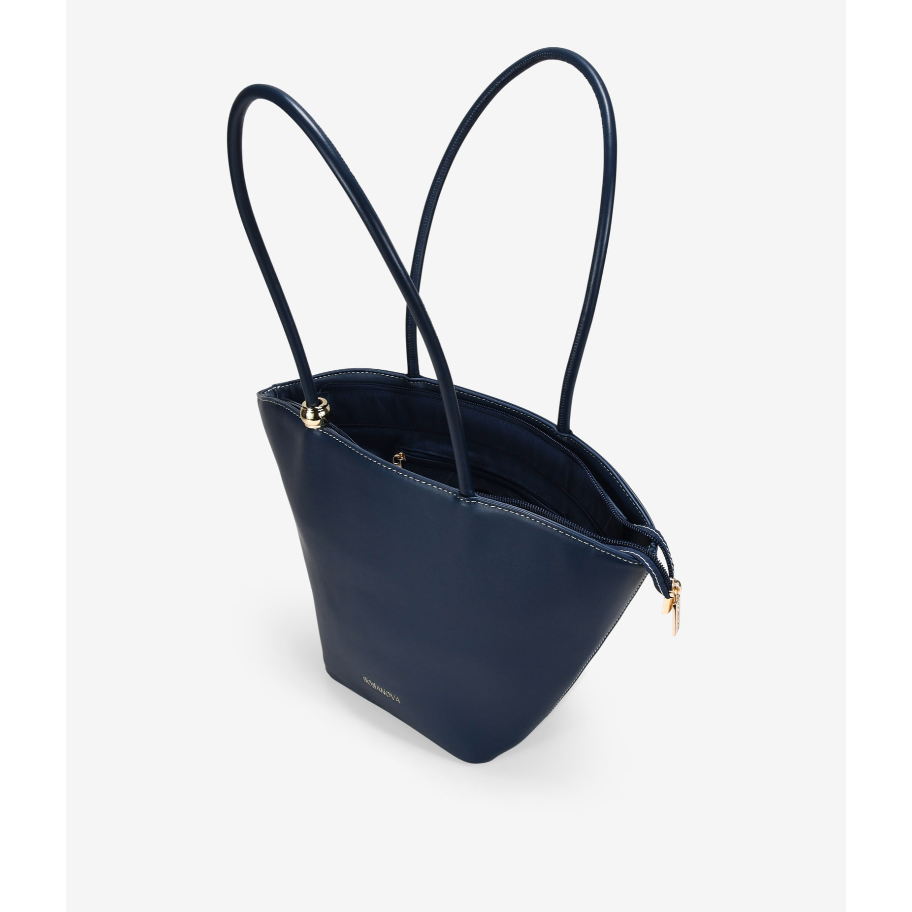 Bolso tote azul con cremallera