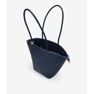 Bolso tote azul con cremallera