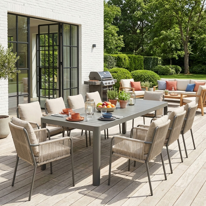 Table de jardin extensible aluminium 6-10 places LUNEA