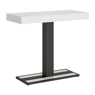 Console extensible 90x40/300 cm Capital Frêne Blanc cadre Anthracite.