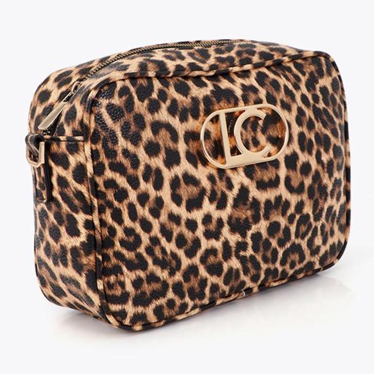 Borsa a tracolla basic con stampa leopardata